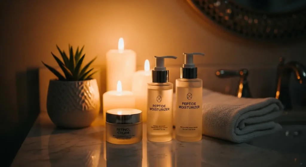 “Retinol and peptide cream for nighttime skin recovery”