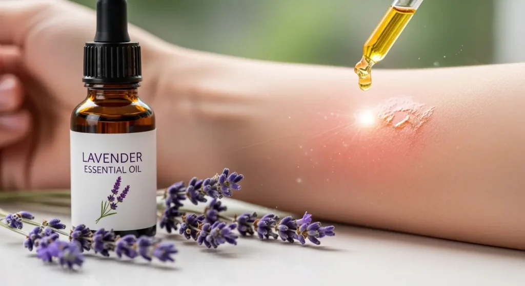 Lavender essential oil soothes redness and inflammation.