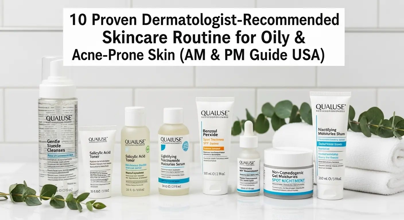 Dermatologist-recommended skincare routine for oily and acne-prone skin in the USA.