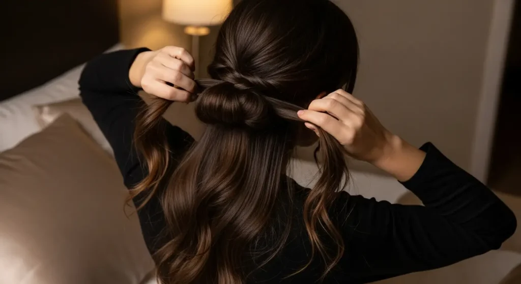 “silk pillowcase hair nighttime protection”